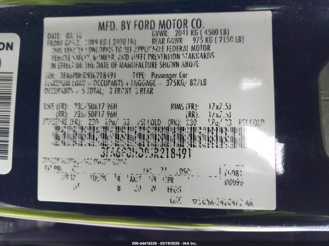 Aukcja sprzedaży 2018 Ford Fusion Se, vin: 3FA6P0HD9JR218491, numer aukcji: 44416326