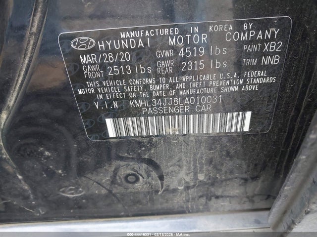 KMHL34JJ8LA010031 Hyundai Sonata Hybrid Sel