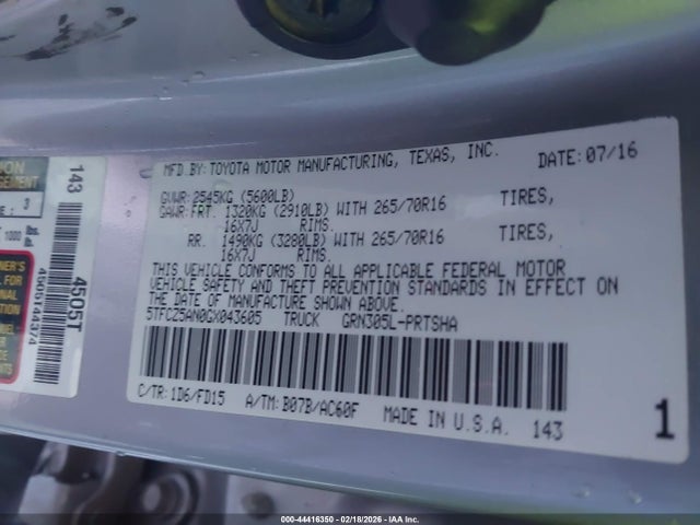 5TFCZ5AN0GX043605 Toyota Tacoma Trd Off Road