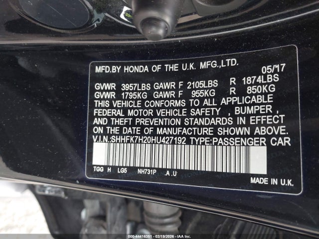 SHHFK7H20HU427192 Honda Civic Lx