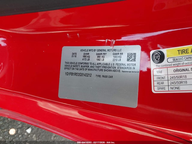 1G1FB1RS2G0143212 Chevrolet Camaro 1lt