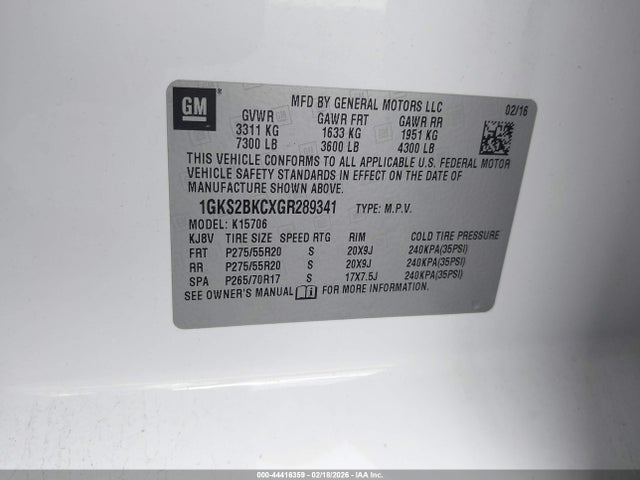 Aukcja sprzedaży 2016 Gmc Yukon Slt, vin: 1GKS2BKCXGR289341, numer aukcji: 44416359