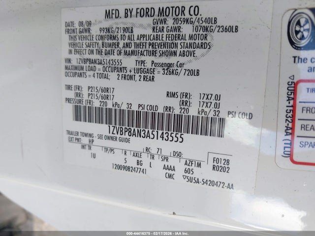 2010 FORD MUSTANG 1ZVBP8AN3A5143555 Photo 8