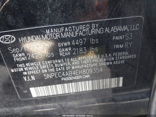 Hyundai Sonata Se 2.0t 2014 5NPEC4AB4EH809354 Image 9