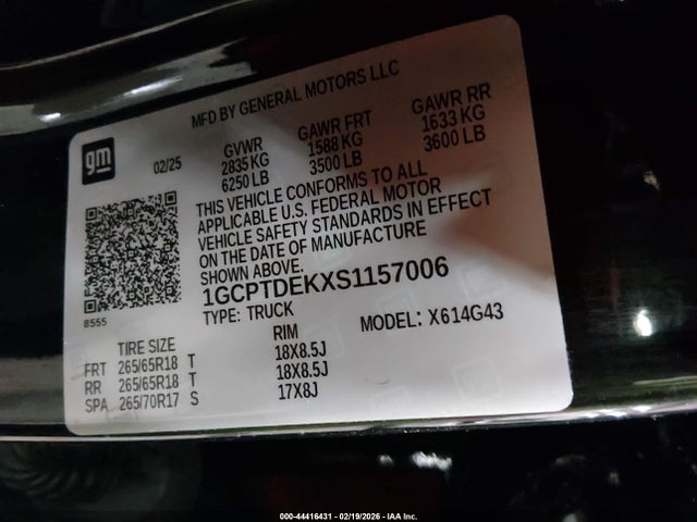 1GCPTDEKXS1157006 Chevrolet Colorado 4wd Z71
