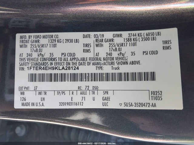 2019 FORD RANGER 1FTER4EH9KLA28124 Photo 8