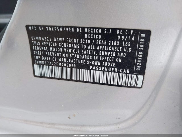 3VWD17AJ2FM209029 Volkswagen Jetta 1.8t Se