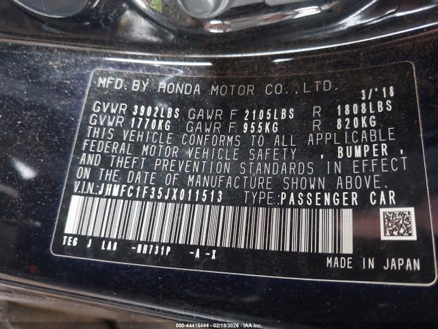 JHMFC1F35JX011513 Honda Civic Ex-t