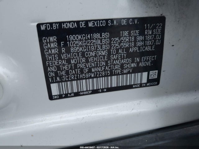 3CZRZ1H59PM722815 Honda Hr-v 2wd Sport