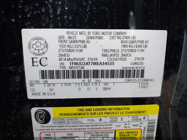 1FMJU2AT7MEA34535 Ford Expedition Limited