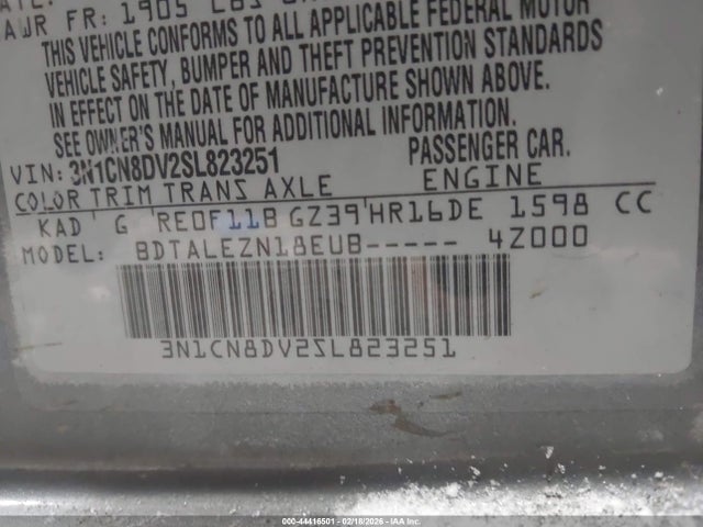 3N1CN8DV2SL823251 Nissan Versa 1.6 S