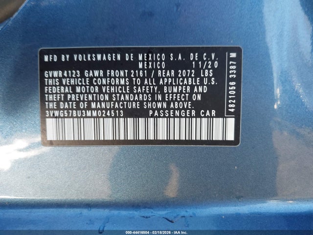 Продажа на аукционе авто 2021 Volkswagen Jetta 1.4t Sel Premium, vin: 3VWG57BU3MM024513, номер лота: 44416504