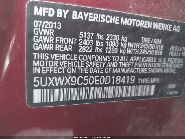 Продажа на аукционе авто 2014 Bmw X3 Xdrive28i, vin: 5UXWX9C50E0D18419, номер лота: 44416520