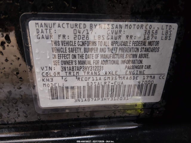 3N1AB7AP3HY312031 Nissan SENTRA SR
