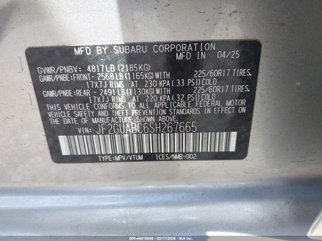 2025 SUBARU CROSSTREK JF2GUABC6SH267665 Photo 8