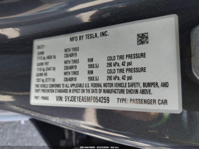 2021 TESLA MODEL 3 5YJ3E1EA5MF054259 Photo 8