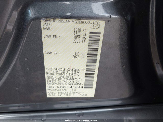1N4AL3APXEN341849 Nissan Altima 2.5 S