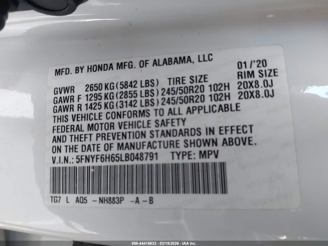 Honda Pilot Awd Touring 7 Passenger 2020 5FNYF6H65LB048791 Image 9