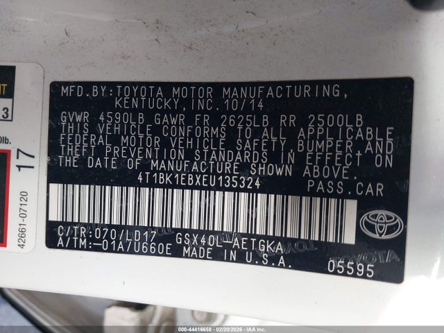 Toyota AVALON XLE 2014 4T1BK1EBXEU135324 Image 9