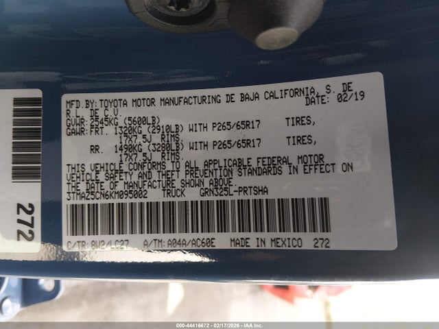 3TMAZ5CN6KM095002 Toyota Tacoma Trd Sport