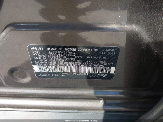 2017 MITSUBISHI OUTLANDER JA4AD3A3XHZ066804 Photo 8