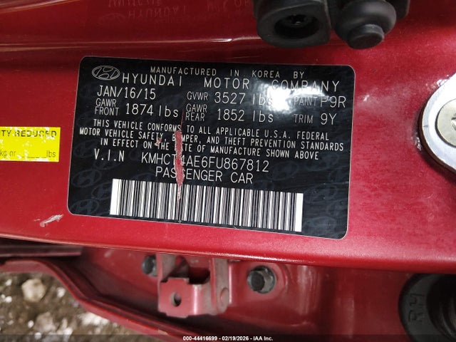 KMHCT4AE6FU867812 Hyundai ACCENT GLS