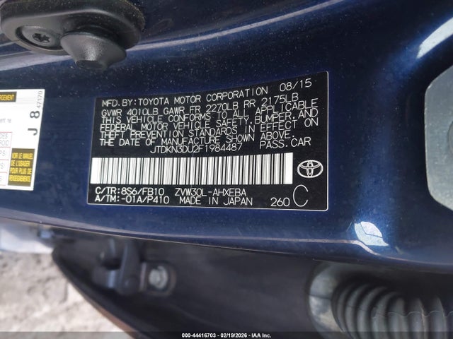 2015 TOYOTA PRIUS JTDKN3DU2F1984487 Photo 8