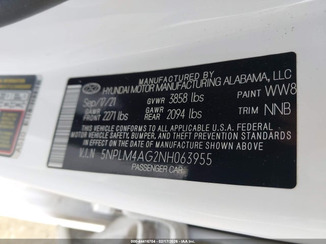 Продаж на аукціоні авто 2022 Hyundai Elantra Sel, vin: 5NPLM4AG2NH063955, номер лоту: 44416704