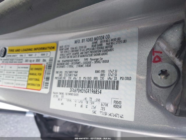 Ford FUSION SE 2016 3FA6P0HD5GR196854 Image 9