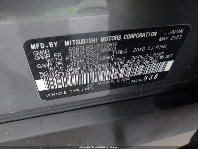 JA4T5VA95PZ057996 Mitsubishi Outlander Phev 40th Anniversary S-awc/sel S-awc