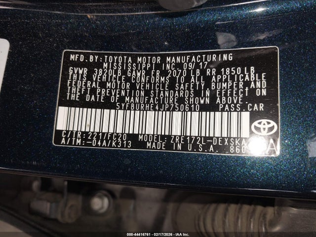 Toyota COROLLA SE 2018 5YFBURHE4JP750610 Image 9