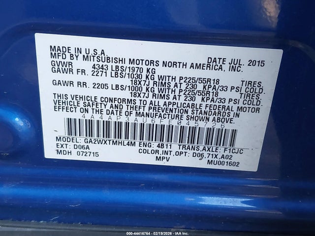 2015 MITSUBISHI OUTLANDER SPORT 4A4AP3AU6FE045726 Photo 8