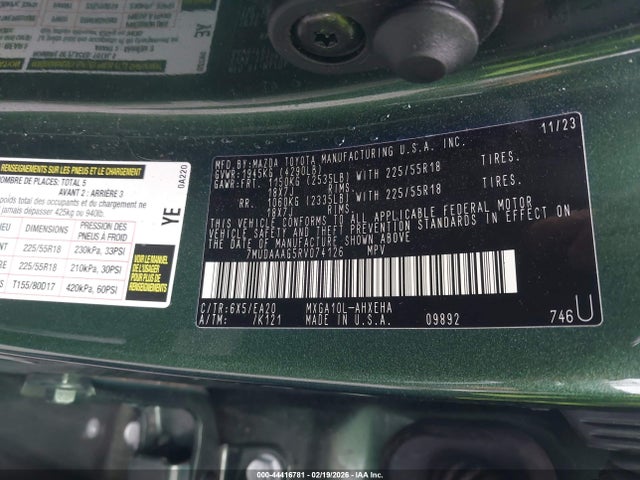44416781 :رقم المزاد ، 7MUDAAAG5RV074126 vin ، 2024 Toyota Corolla Cross Xle مزاد بيع