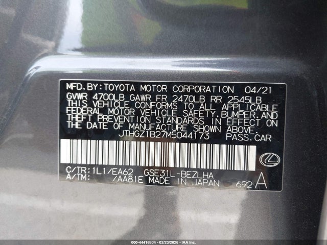 JTHGZ1B27M5044173 Lexus Is 350 F Sport