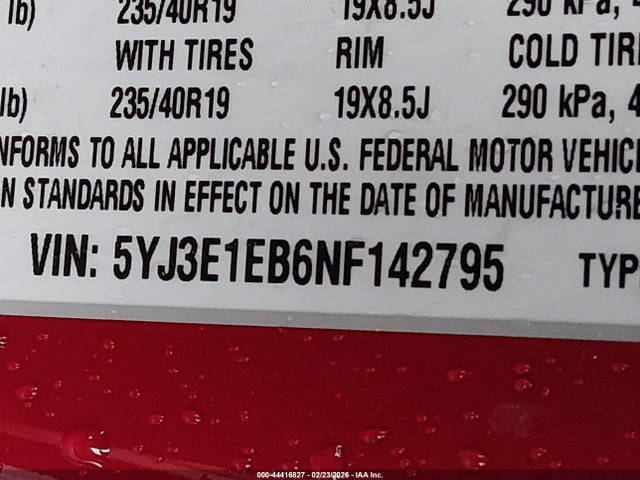 Aukcja sprzedaży 2022 Tesla Model 3 Long Range Dual Motor All-wheel Drive, vin: 5YJ3E1EB6NF142795, numer aukcji: 44416827