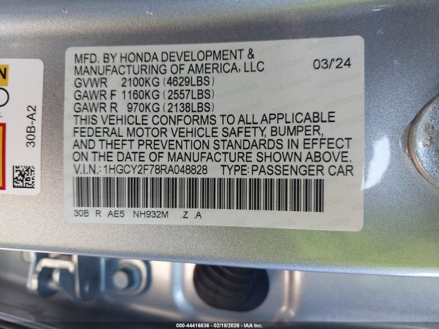 1HGCY2F78RA048828 Honda Accord Hybrid Sport-l