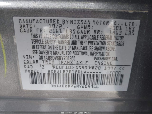 3N1AB8DV6NY204966 Nissan Sentra Sr Xtronic Cvt