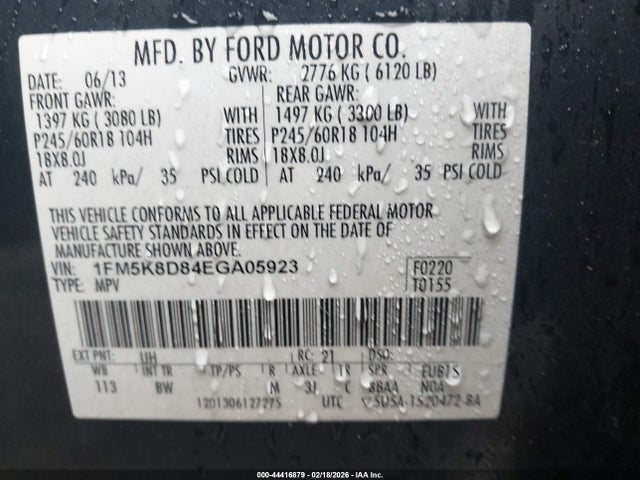 Aukcja sprzedaży 2014 Ford Explorer Xlt, vin: 1FM5K8D84EGA05923, numer aukcji: 44416879