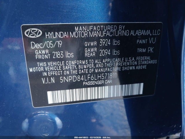 5NPD84LF6LH571811 Hyundai ELANTRA SEL
