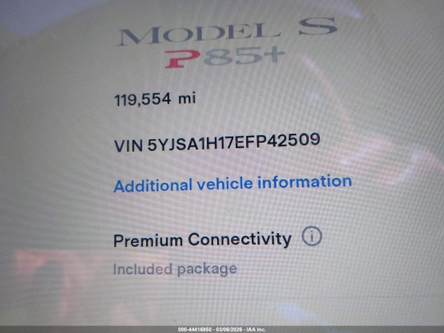 2014 TESLA MODEL S 5YJSA1H17EFP42509 Photo 6
