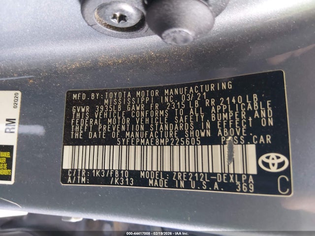 Toyota COROLLA LE 2021 5YFEPMAE8MP225605 Image 9