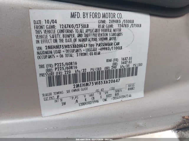 2005 MERCURY GRAND MARQUIS 2MEHM75W85X620647 Photo 8