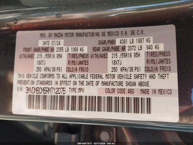 Продаж на аукціоні авто 2024 Mazda Cx-30 2.5 S Preferred Package, vin: 3MVDMBCM5RM712075, номер лоту: 44417017