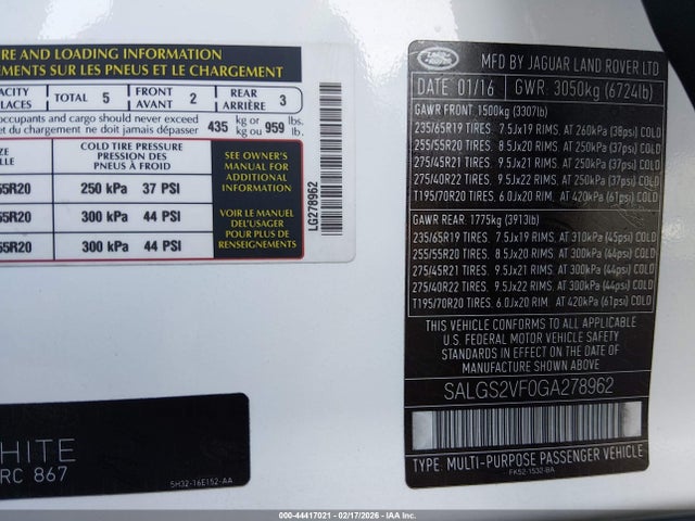 2016 LAND ROVER RANGE ROVER SALGS2VF0GA278962 Photo 8