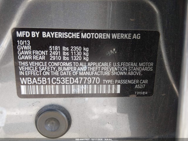 BMW 535i 2014 WBA5B1C53ED477970 Image 9