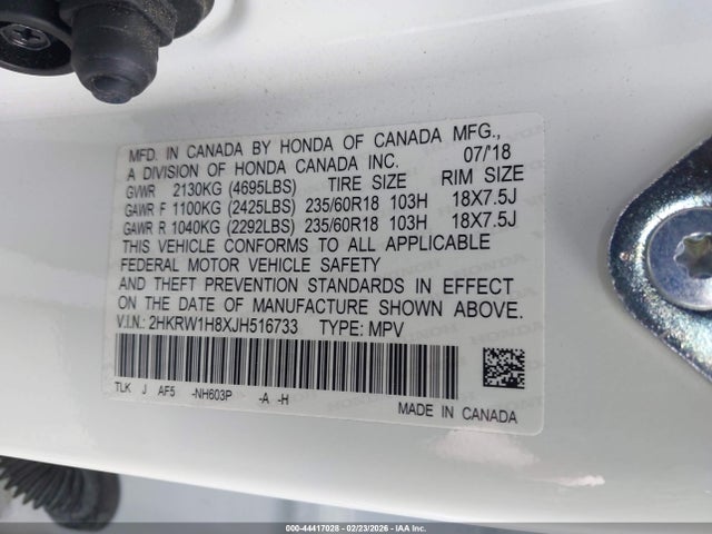 2HKRW1H8XJH516733 Honda Cr-v Ex-l/ex-l Navi