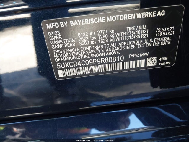 44417032 :رقم المزاد ، 5UXCR4C09P9R80810 vin ، 2023 Bmw X5 Sdrive40i مزاد بيع