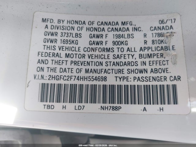 Honda CIVIC EX 2017 2HGFC2F74HH554698 Image 9