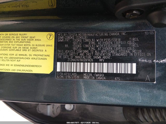 Aukcja sprzedaży 2006 Lexus Rx 330, vin: 2T2HA31U16C091826, numer aukcji: 44417077