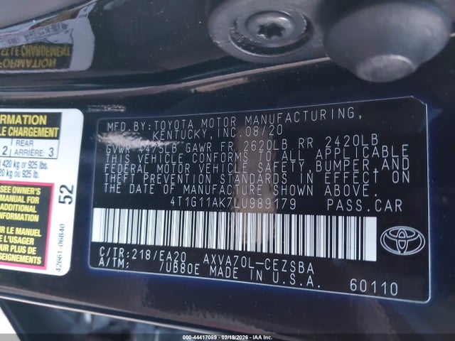 4T1G11AK7LU989179 Toyota CAMRY SE